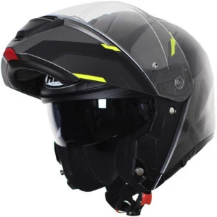 Capacete HJC I90 Aventa Articulado - Preto/Cinza/Verde - Masculino - Feminino - Articulado - Óculos interno 