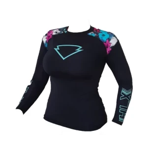 Camiseta Hlx Manga Longa 2 Pele Moving (Detalhe Flores) - Preto 