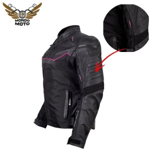 Jaqueta Texx Falcon V2 Lady Preta/Rosa (Couro) - Feminina - Impermeável - Motoqueiro - Motoqueira - Moto - Mulher - Menina 
