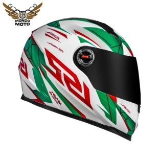  Capacete LS2 FF358 Draze - Branco/Verde/Vermelho  - Masculino - Feminino - Motociclista - Motoqueiro 