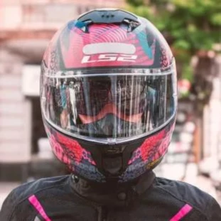 Capacete LS2 Stream II FF808 Jungle Preto Fosco/Rosa/Azul 