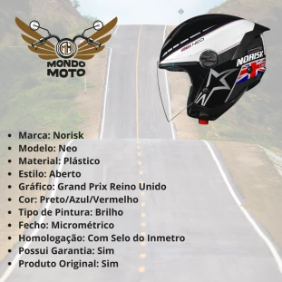 Capacete Norisk Neo Grand Prix United Kingdom - Moto