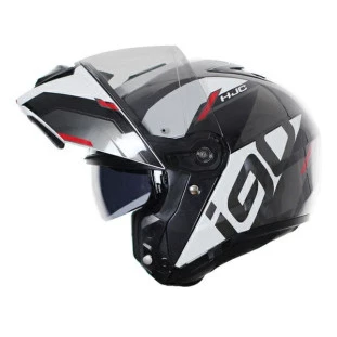 Capacete HJC I90 Aventa Articulado - Preto/Branco/Vermelho - Masculino - Feminino - Suporte pinlock - Óculos interno - Articulado 