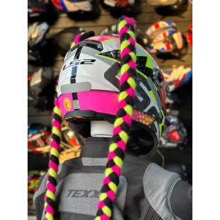 Par de Trança Para Capacete - Rosa/Verde/Preto