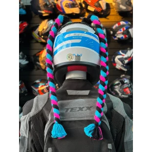 Par de Trança Para Capacete - Rosa/Azul/Preto