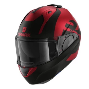 Capacete Shark Evo Es Kedje - Vermelho fosco - Articulado - Óculos interno - Masculino - Feminino 