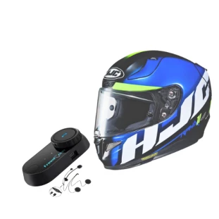 Capacete HJC RPHA 11 Spicho - Branco/Azul/Preto + Free Intercomunicador  - Masculino - Feminino - Suporte pinlock