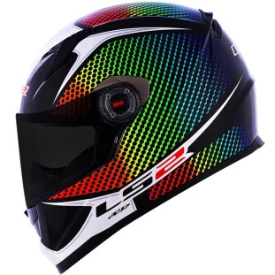 Capacete LS2 FF358 Wardots Raimbow - Branco/Preto - Masculino - Feminino