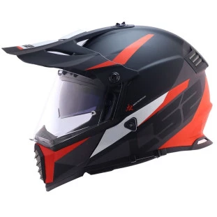 Capacete LS2 Pioneer MX436 Evo Router - Preto/Vermelho Fosco 