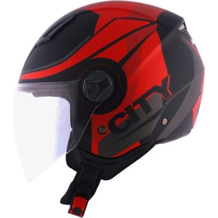 Capacete Norisk Orion City (Aberto) - Preto/Vermelho Fosco - Para Moto Masculino e Feminino - Unisex