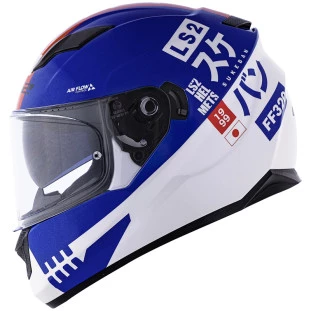 Capacete LS2 FF320 Stream Sukeban Branco/Azul/Vermelho - Masculino - Feminino - Óculos interno