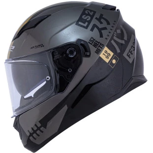 Capacete LS2 FF320 Stream Sukeban - Preto/Cinza/Dourado - Masculino - Feminino - Óculos interno