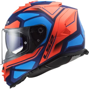  Capacete LS2 Storm FF800 Faster - Laranja Florescente/Azul - Masculino - Feminino - Óculos interno 