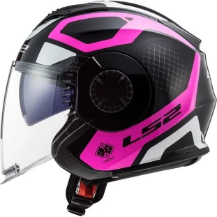 Capacete LS2 Verso OF570 Marker - Preto/rosa - Masculino - Feminino - Óculos interno - Aberto - Moto Boy