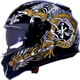 Capacete LS2 FF320 Stream Warrior - Preto/Dourado - Masculino - Feminino - Óculos interno 