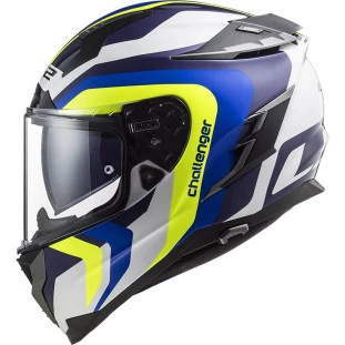 Capacete LS2 Challenger FF327 Galantic - Branco/amarelo/azul  - Masculino - Feminino - Óculos interno - Carbono 