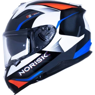 Capacete Norisk Strada Drive - Óculos Interno - Branco/Azul/Vermelho - Para Moto Masculino e Feminino - Unisex