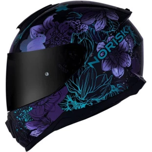 Capacete Norisk Razor Bloom - Preto/Roxo  - Para Moto Masculino e Feminino - Unisex