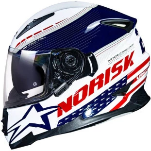 Capacete Norisk FF302 Grand Prix USA - Branco/Azul 