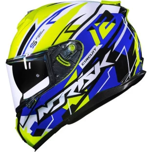 Capacete Norisk Strada Circuit HV - Óculos Interno  - Amarelo/Azul/Preto - Para Moto Masculino e Feminino - Unisex