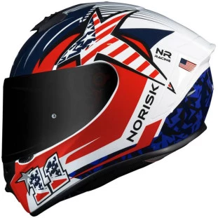 Capacete Norisk Supra Lap USA - Branco/Vermelho  - Para Moto Masculino e Feminino - Unisex