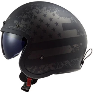 Capacete LS2 Spitfire OF599 Flag - Preto Fosco  - Masculino - Feminino - Óculos Interno - harley 