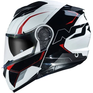 Capacete Norisk Force Articulado Quantum - Óculos interno - Branco/Preto/Vermelho  - Para Moto Masculino e Feminino - Unisex
