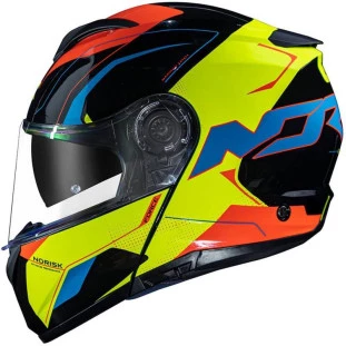 Capacete Norisk Force Quantum - Articulado - Óculos interno - Preto/Amarelo fluor  - Para Moto Masculino e Feminino - Unisex