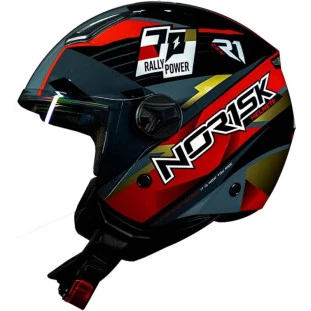 Capacete Norisk Orion R1 (Aberto) - Preto/Vermelho/Dourado 