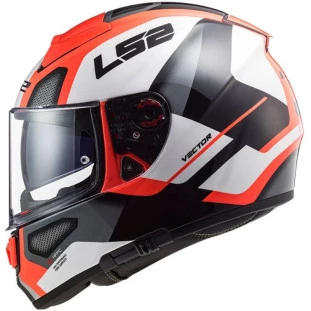 Capacete LS2 Vector FF397 Evo Automat - Branco/Preto/Laranja  - Masculino - Feminino - Óculos interno - Tri-composto