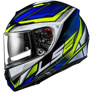 Capacete LS2 Vector FF397 Evo Rider - Azul/Prata/Amarelo Fluor - Masculino - Feminino - Óculos interno - Tri-Composto