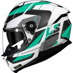 Capacete Ls2 Stream 2 FF808 Road - Branco/Verde - Masculino - Feminino - Óculos Interno - Para Motoqueiro 
