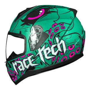 Capacete Race Tech Sector Kraken - Verde/Rosa - Masculino - Feminino - Motoqueiro - Urbano - Motociclista