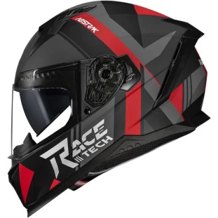 Capacete Race Tech Volt Abstrak - Preto fosco/Vermelho (óculos interno) - Feminino - Motociclista - Motoqueiro - Estrada - Viagem