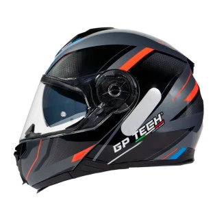 Capacete Gp tech A118 SV Elite Preto/Azul/Vermelho (Escamoteável) - Masculino - Feminino - Motoqueiro - Motociclista - Viagens
