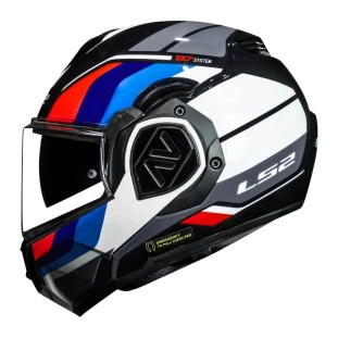 Capacete LS2 Advant FF906 Sport - Preto/Azul/Branco/Vermelho (Articulado) 
