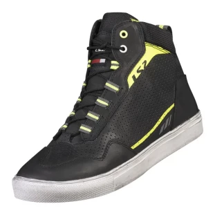 Bota Ls2 Zoe Man Preto/Amarelo Fluor - Masculino - Couro - Motoqueiro - Motociclista 