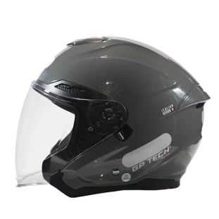 Capacete Gp Tech Aberto OF669 Mono Metalizado Cinza