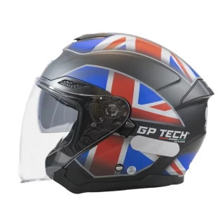 Capacete GP Tech Aberto OF669 UK Fosco Azul/Vermelho Motoqueiro
