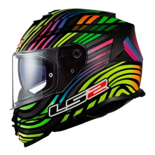 Capacete LS2 Storm FF800 Power Preto Fosco Rainbow 