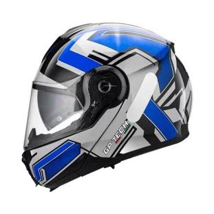 Capacete Gp Tech A118 SV Fusion - Preto/Azul - Articulado - Óculos Interno - Masculino - Feminino 