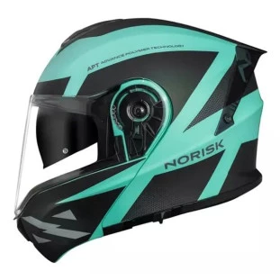 Capacete Norisk Motion Defender FF345 - Articulado - Óculos Interno - Titanium/Azul - Para Moto Masculino e Feminino - Unisex