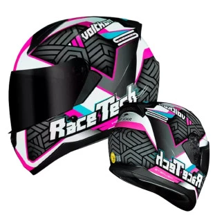 Capacete Race Tech Sector Voltkon Branco/Rosa 