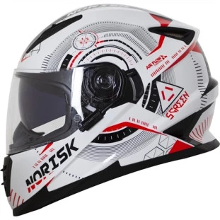 Capacete Norisk FF302 Screen - Branco/Preto/Vermelho 