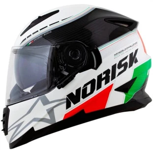 Capacete Norisk FF302 Grand Prix Italy - Preto/Branco Brilho