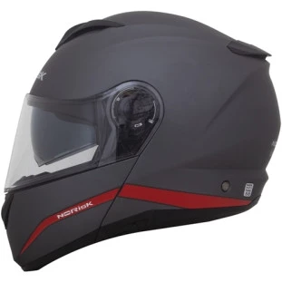 Capacete Norisk Force Articulado Simplicity -Óculos interno - Cinza/Vermelho Fosco  - Para Moto Masculino e Feminino - Unisex