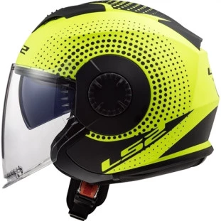 Capacete LS2 Verso OF570 Spin - Amarelo/Preto - Masculino - Feminino - Óculos interno - Aberto - Moto boy