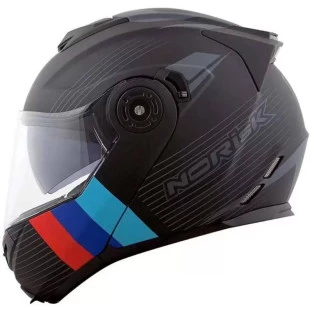 Capacete Norisk Route FF345 Stroke - Preto/Azul/Vermelho 