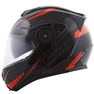 Capacete Norisk Route FF345 Motion Articulado - Preto/Cinza/Vermelho