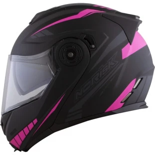 Capacete Norisk Route FF345 Motion Articulado - Preto/Rosa